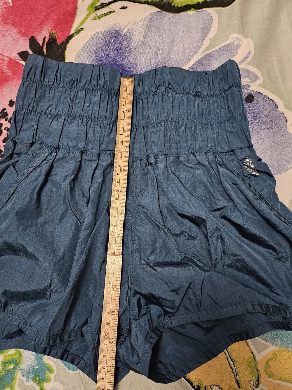 Free People High-Waist Indigo Smocked Shorts
